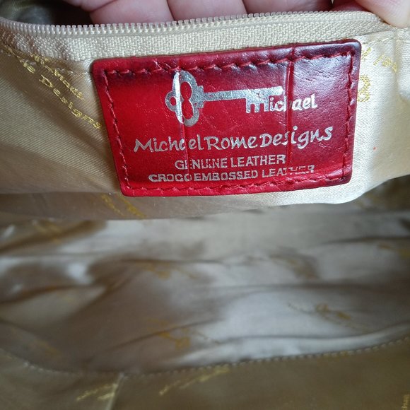 Michael Rome Designs Red Croco Embossed Handbag - Picture 12 of 12